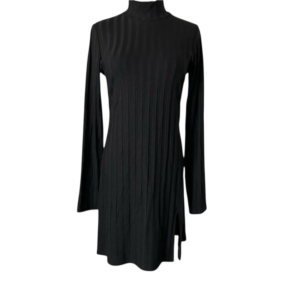 Reformation Libra Ribbed Slit Dress in Black Size XL NWT